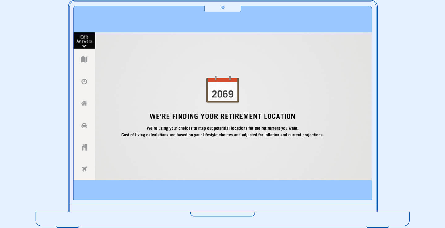 Loading Results Screen of Prudential’s web tool “Map My Retirement”