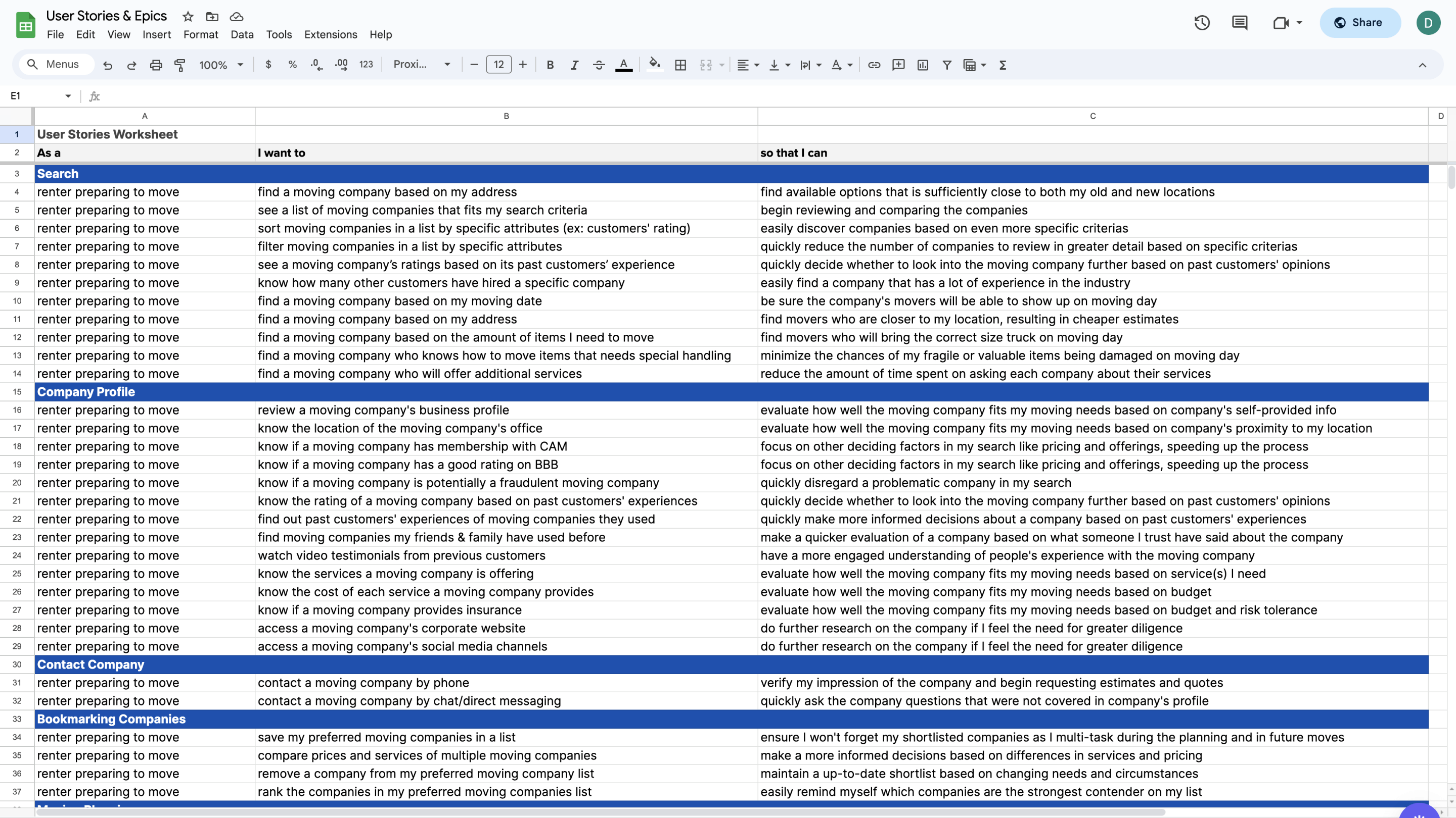 User Stories